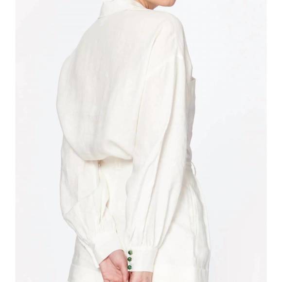 NEW CAMI NYC belkis turquoise top in white - Picture 3 of 4